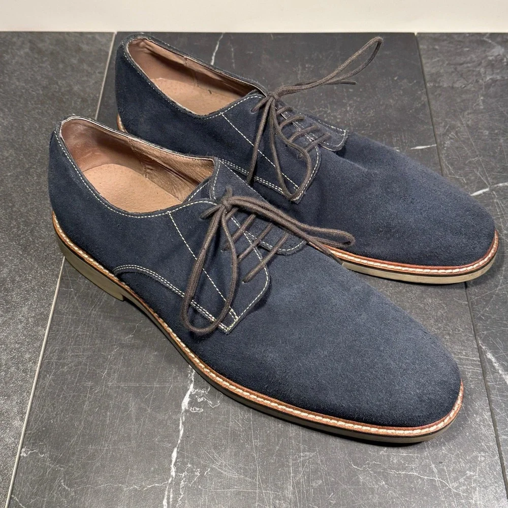 Mens Banana Republic Shoes | Size 11.5 | Navy Blue Suede Derby Dress‎ Shoes